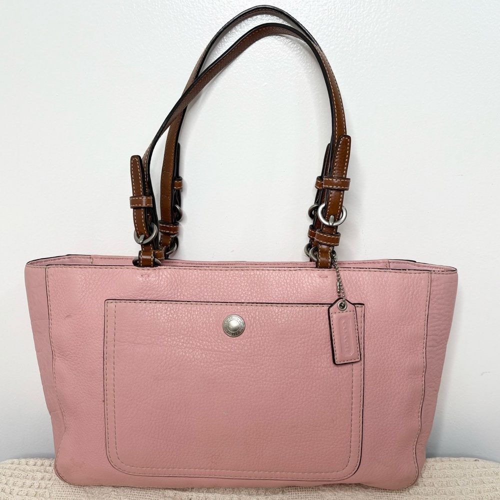 Coach Chelsea East West Leather Shoulder Bag Tote F10892 Light Pink Brown